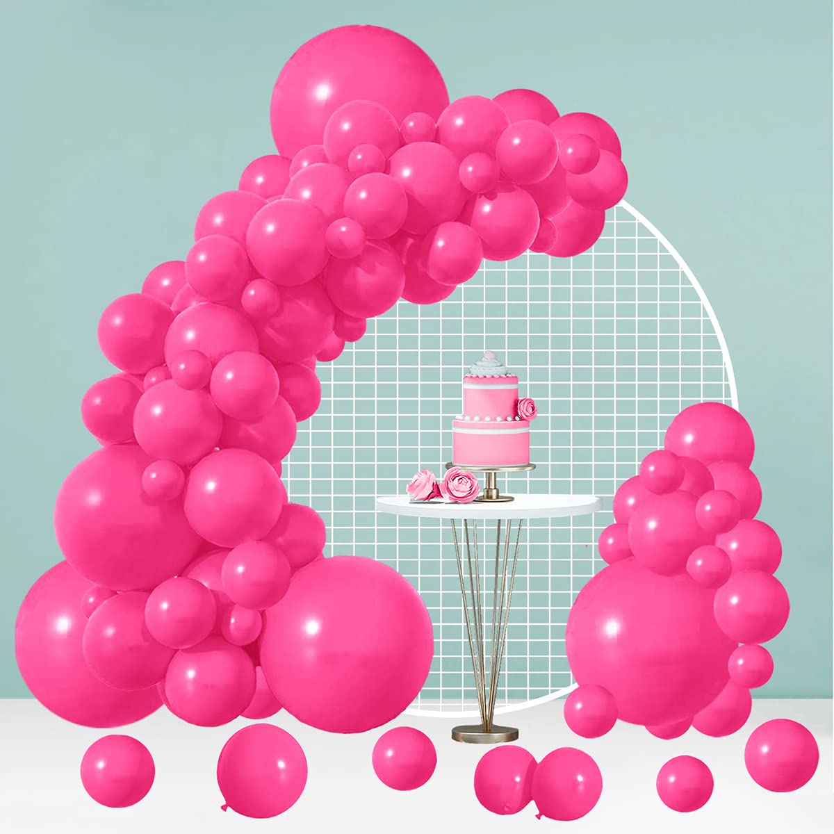 100Pcs Hot Pink Balloons Garland Arch Kit - 18/12/10/5 Inch Dark Pink Latex Balloons for Gender Reveal, Birthday Party, Valentine's Day Decorations | Perfect for Baby Showers, Bridal Showers, and Anniversary Celebrations