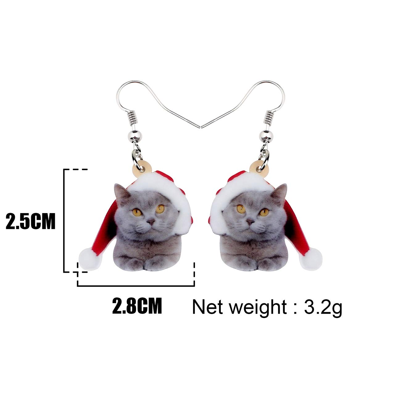 Bonsny Acrylic Drop Dangle Cat Earrings - Cute Kitten Pet Jewelry for Women, Christmas Gifts for Cat Lovers | Perfect for Holiday Parties, Gift Exchanges & Everyday Wear
