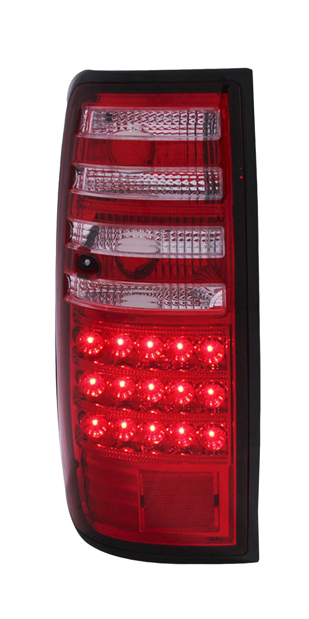 Red/Clear LED Tail Lights Assembly Set for Toyota Land Cruiser - Pair (Left Driver & Right Passenger Side) Replacement - Upgrade Your Off-Road Vehicle for Night Driving & Enhanced Safety