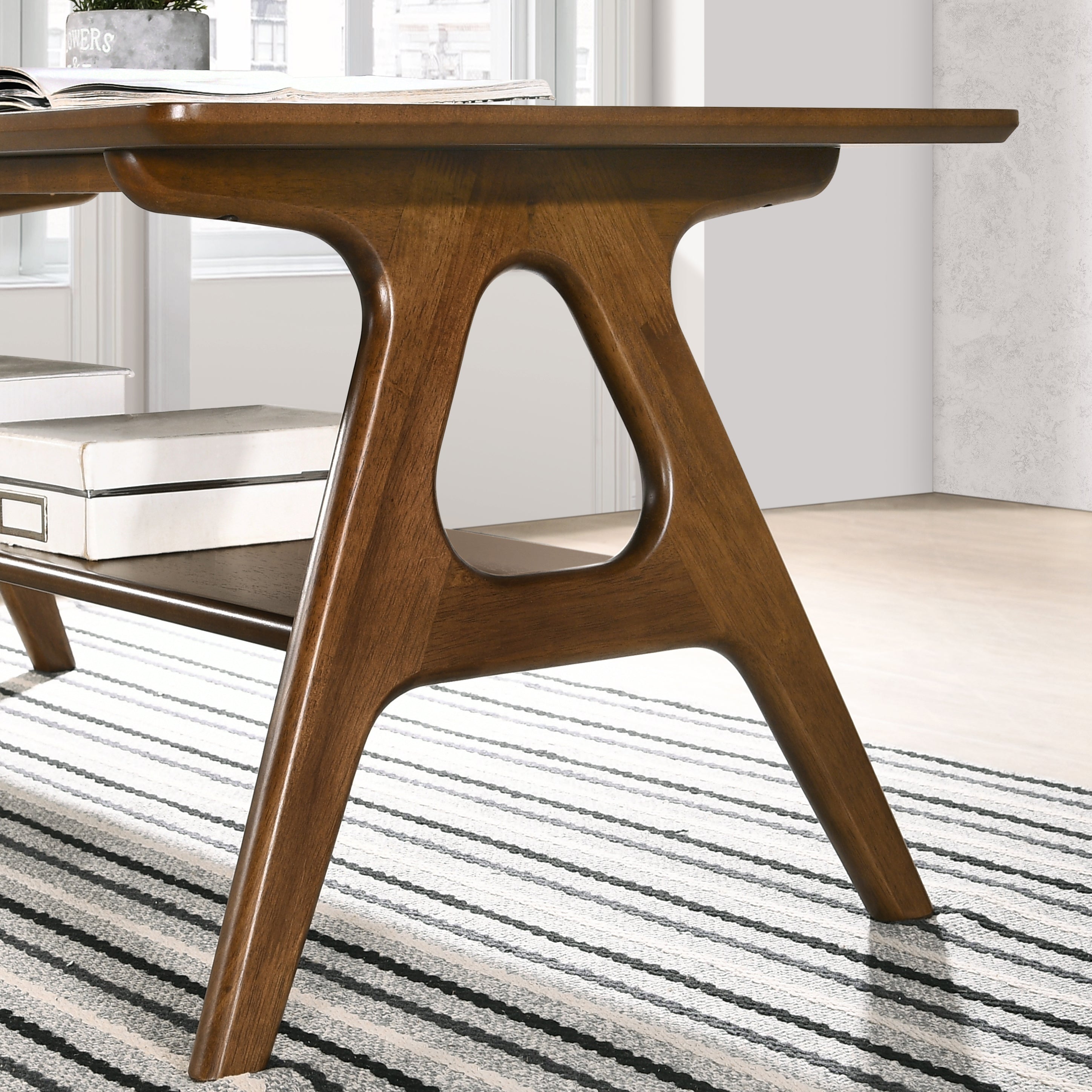 Roundhill Furniture Arona Mid Century Modern Wood Shelf End Table - Stylish Living Room Side Table with Storage for Books & Decor | Perfect for Small Spaces, Apartments & Bedrooms