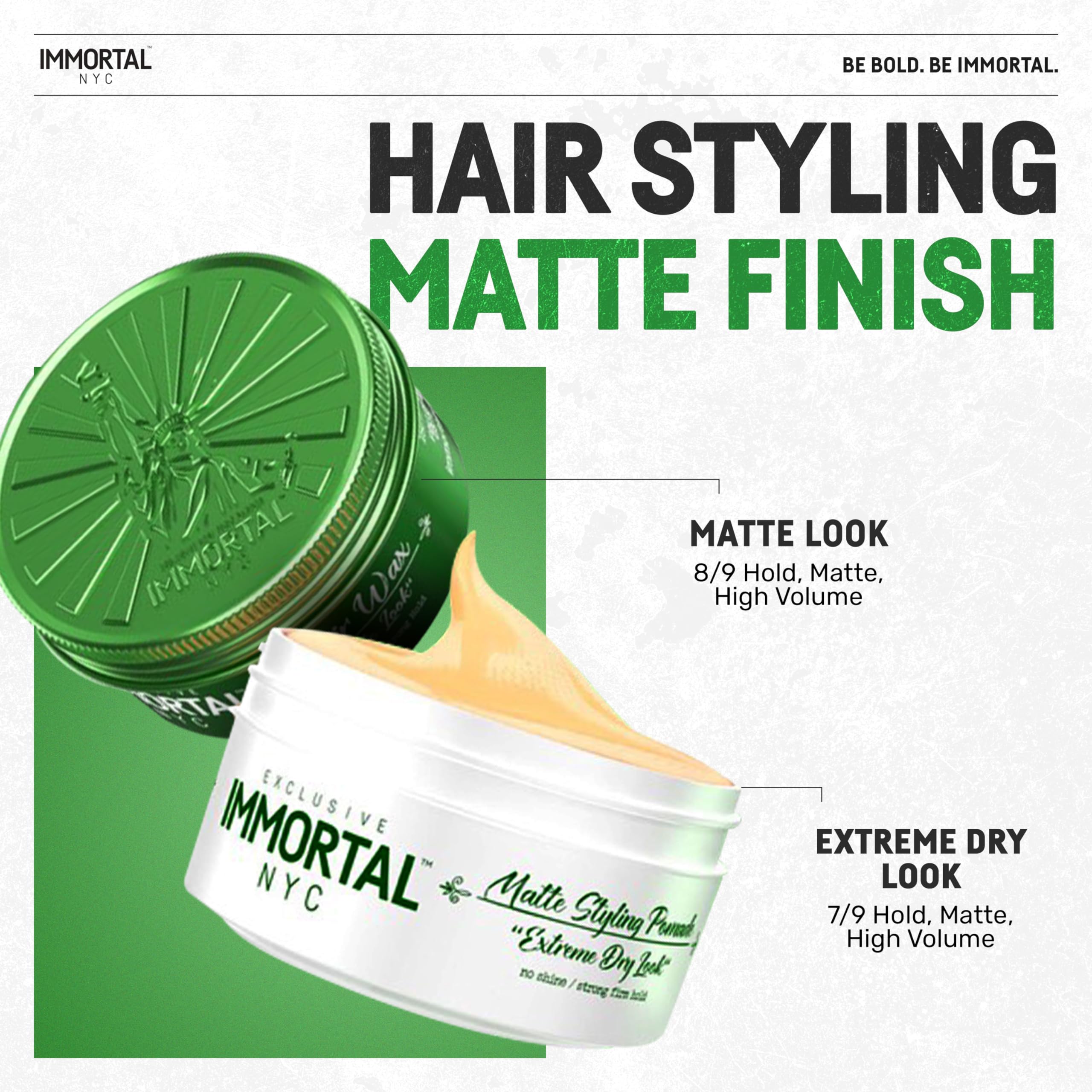 Immortal NYC Matte Look Hair Wax – Strong Hold, Matte Finish & Natural Look for Extra Volume & All-Day Control | Easy Wash Out | Perfect for Styling, Texturizing & Everyday Grooming