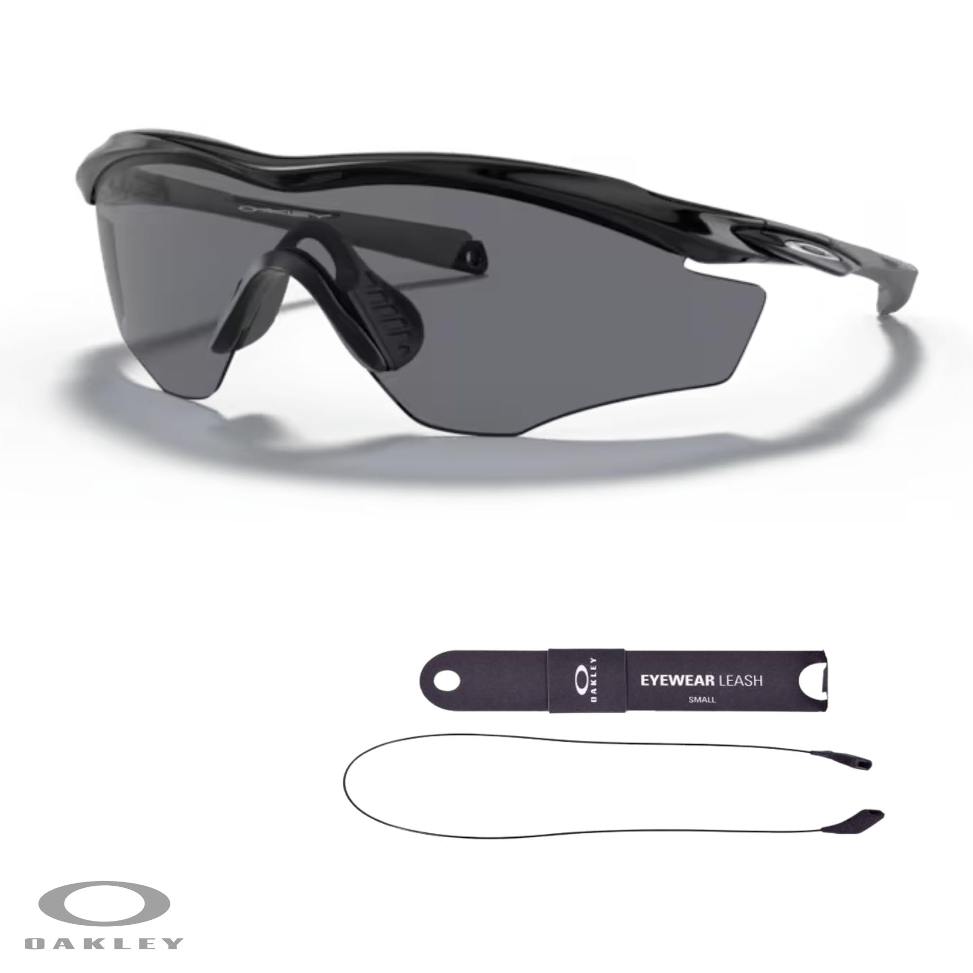 Oakley M2 Frame XL OO9343 Shield Sunglasses for Men - Polarized Sports & Driving Shades with UV Protection + BUNDLE Leash & Designer iWear Care Kit - Perfect for Cycling, Running & Outdoor Activities