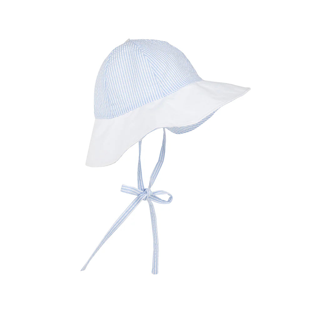 Beaufort Bonnet Sawyer Sun Hat - Breakers Blue Seersucker Summer Hat for Women | Beach, Garden & Outdoor Activities