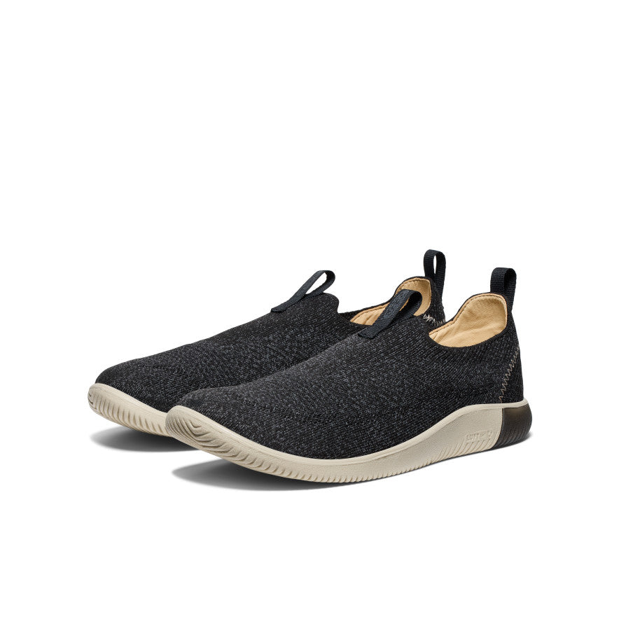 KNX Men's Slip-On Knit Sneakers - Black & Magnet Color | Comfortable Casual Shoes for Walking, Travel & Everyday Wear