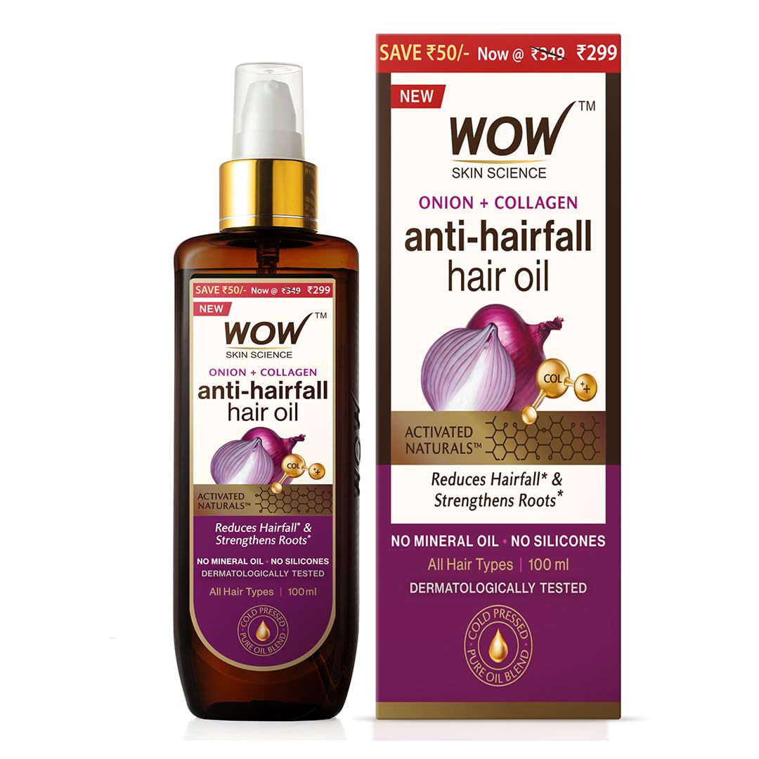 WOW Skin Science Onion Black Seed Hair Oil with Comb - 100mL for Hair Growth & Scalp Care | Reduces Hair Fall & Adds Shine | Perfect for Dry, Damaged Hair & Daily Hair Care Routine