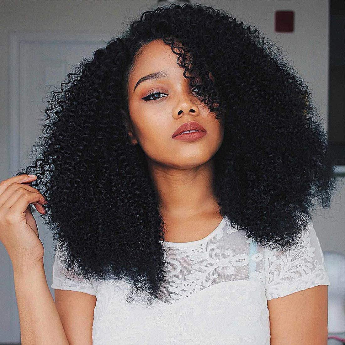 Nadula 10A Kinky Curly U Part Human Hair Wig - Brazilian Remy Hair Glueless Half Wig for Black Women | 150% Density 18inch Natural Color U-Shape Wigs with Minimal Leave Out | Perfect for Daily Wear, Parties & Protective Styles
