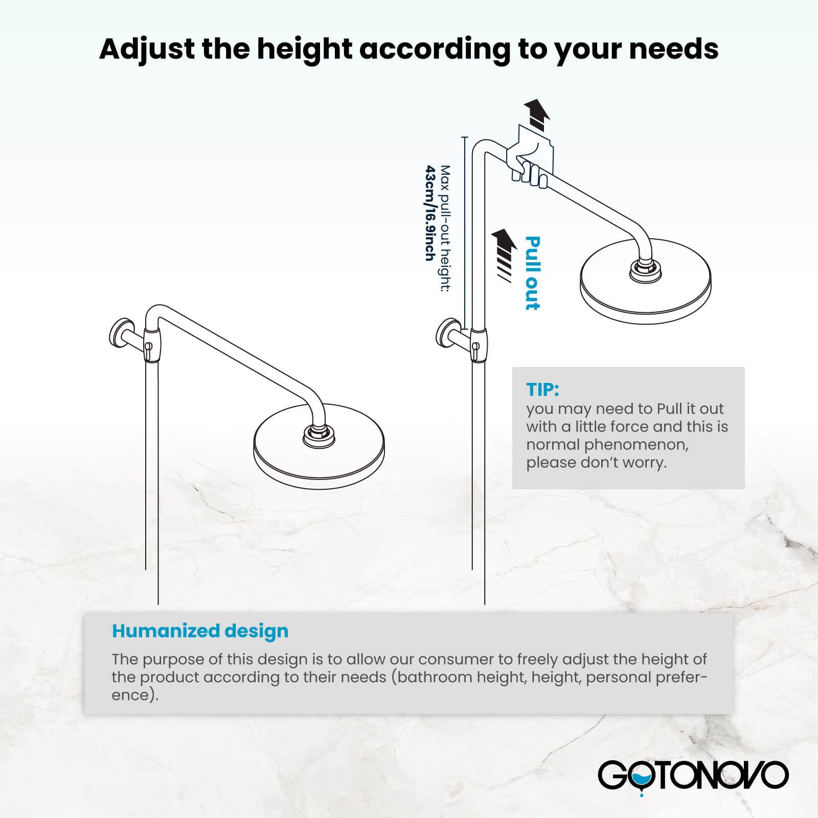Gotonovo Matte Black 8-Inch Rain Shower Head System - Wall Mounted Bathroom Faucet with Adjustable Handheld Sprayer, Double Lever Handles & Tub Spout - Triple Function Shower for Luxurious Spa-Like Experience at Home