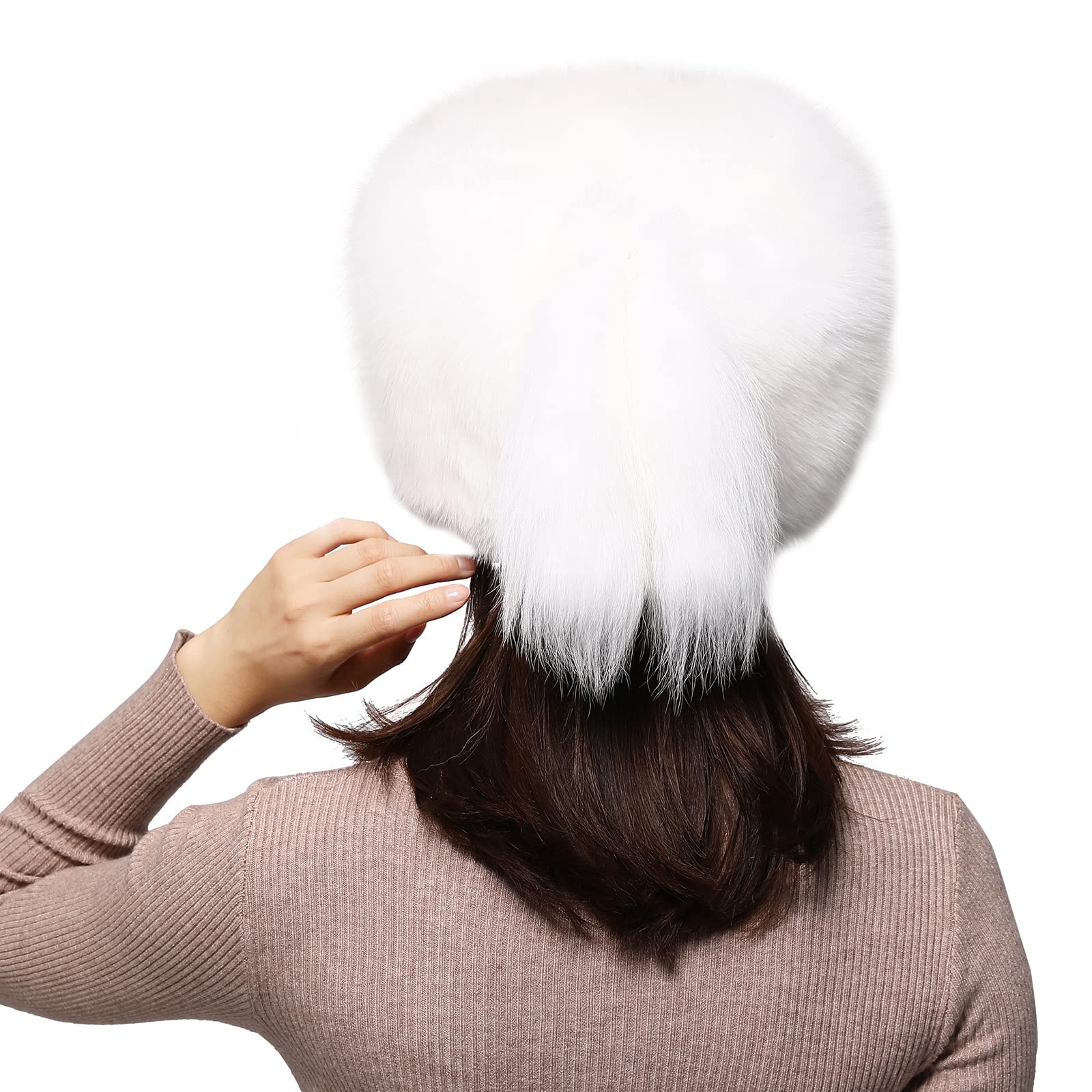 Valpeak Women's Russian Fox Fur Winter Hat - Real Fur, Fluffy & Fuzzy with Furry Tail - Warm Cold Weather Beanie for Outdoor Activities, Skiing, Snowboarding & Fashion