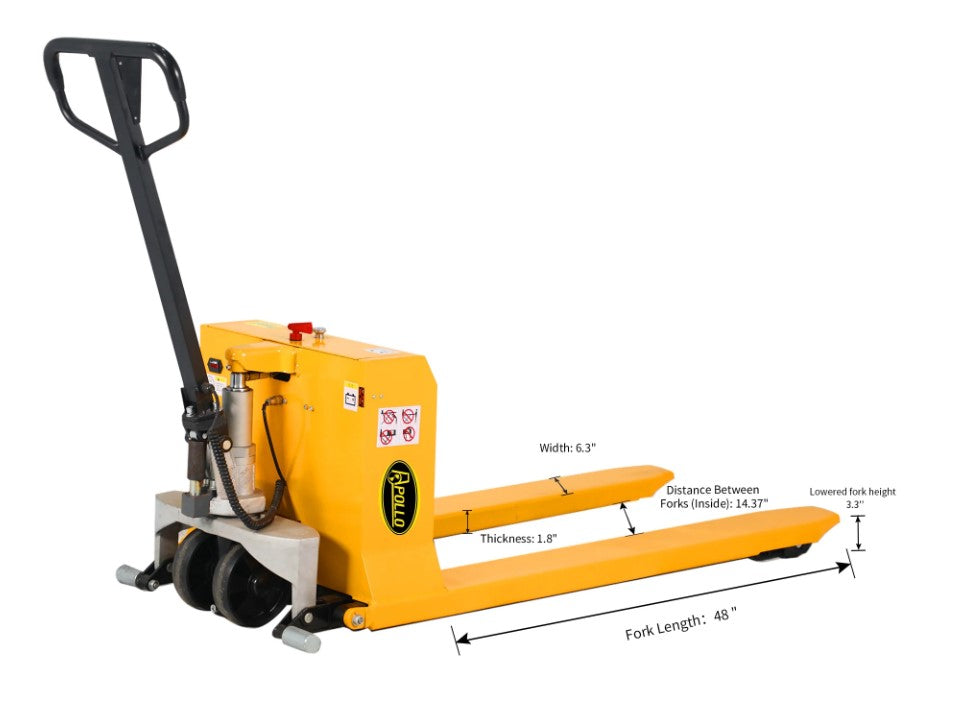 Apollolift A1016 Electric High Lift Pallet Truck - 2200 lbs Capacity, 49