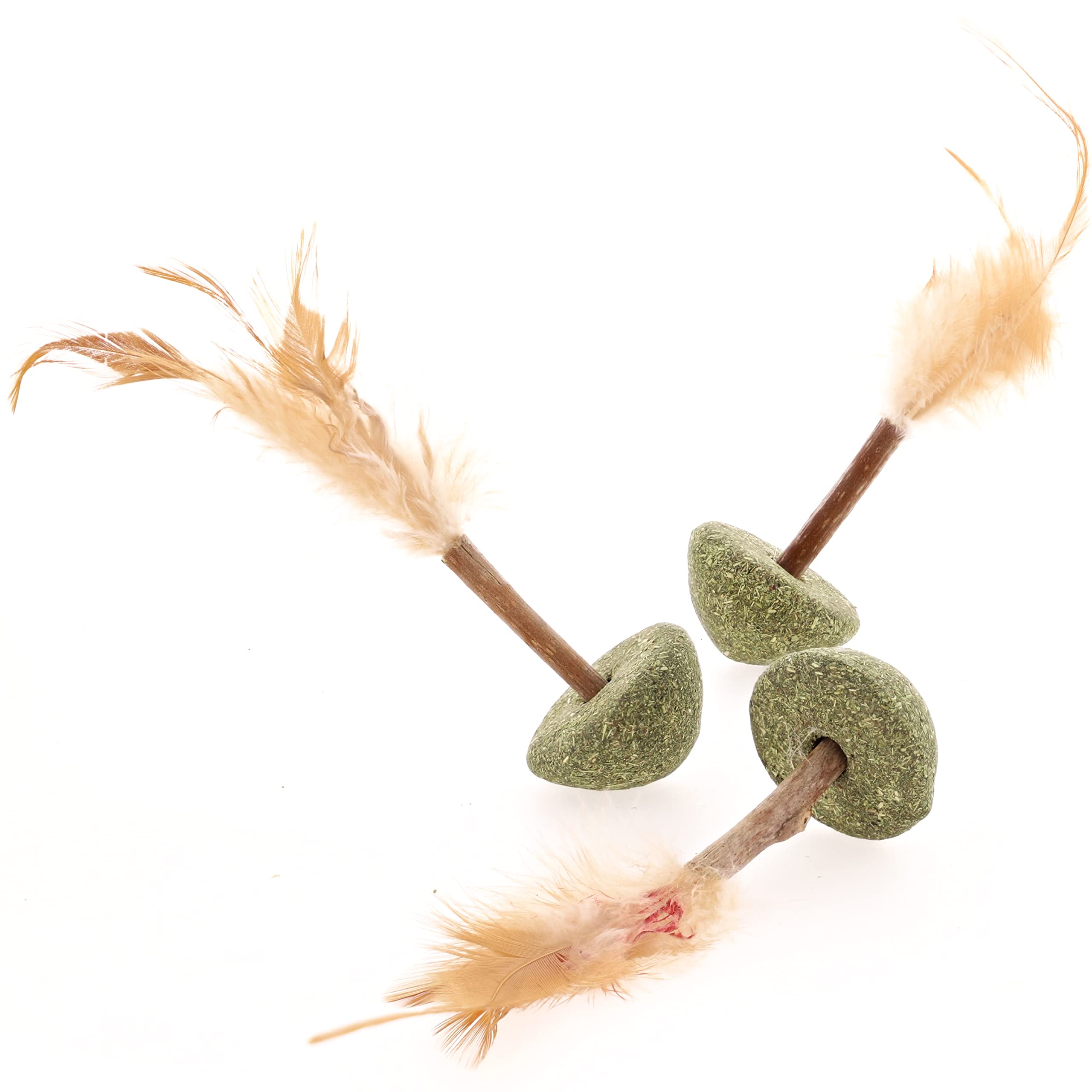 Raw Paws Silvervine Lollipop Cat Toys (3-Pack) - Feather Stimulation Toys for Indoor Cats - Interactive Catnip Kicker Toy with Feathers - Perfect for Playtime, Exercise & Bonding