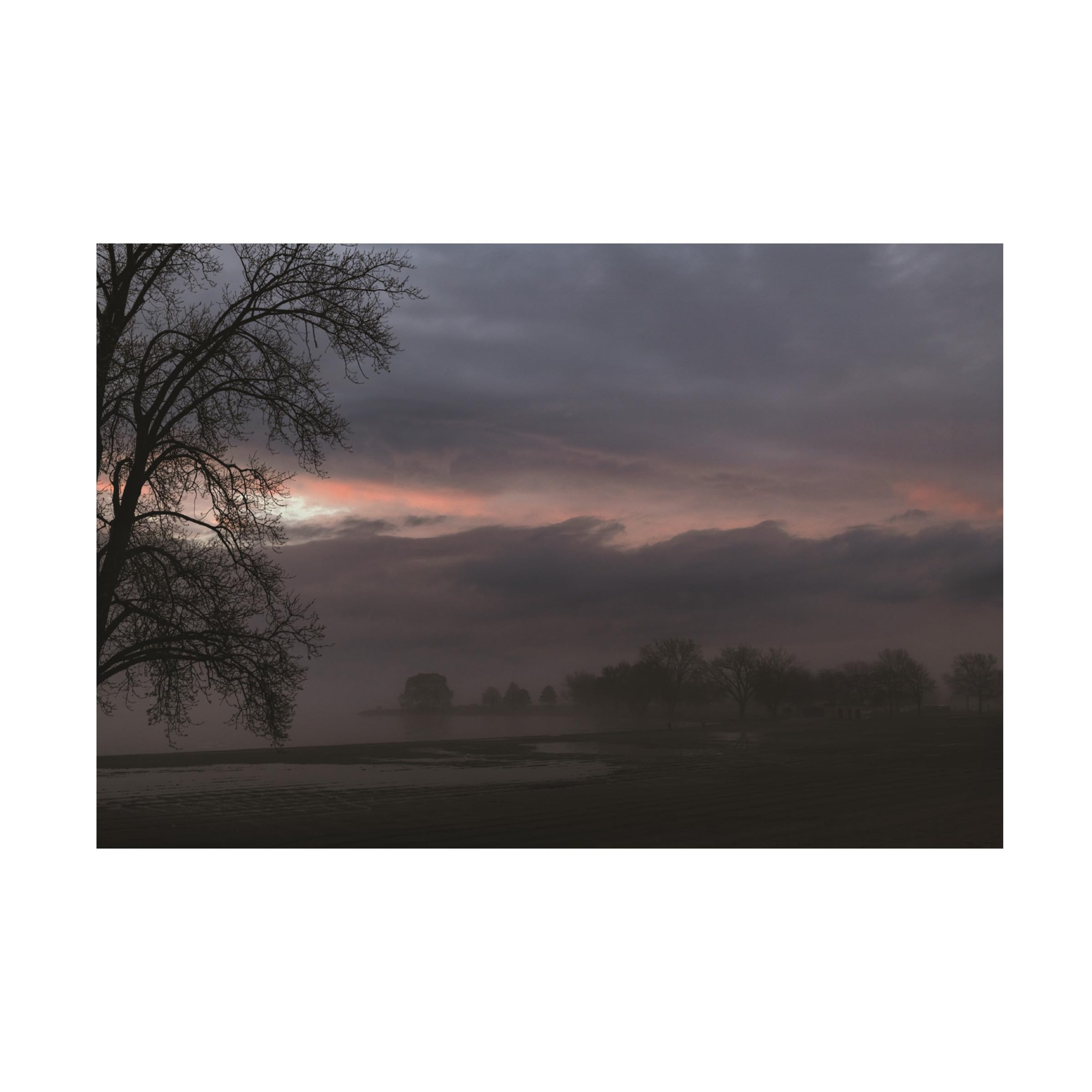 Kurt Shaffer 'Foggy Evening At The Lake' Canvas Wall Art Print - Landscape Nature Photography for Living Room, Bedroom & Office Decor