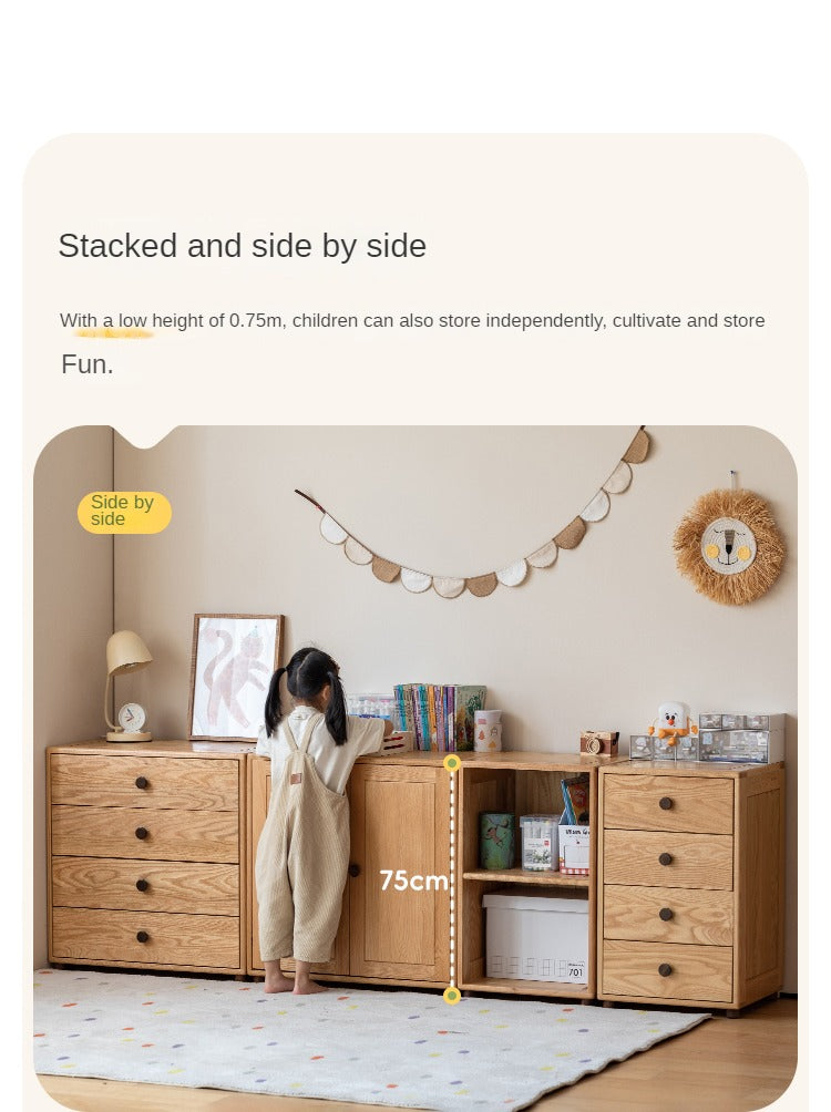 Oak Solid Wood Kids Dresser with 3 Drawers - Natural Wood Chest of Drawers for Nursery & Bedroom - Sturdy Storage Cabinet for Clothes, Toys & Baby Essentials