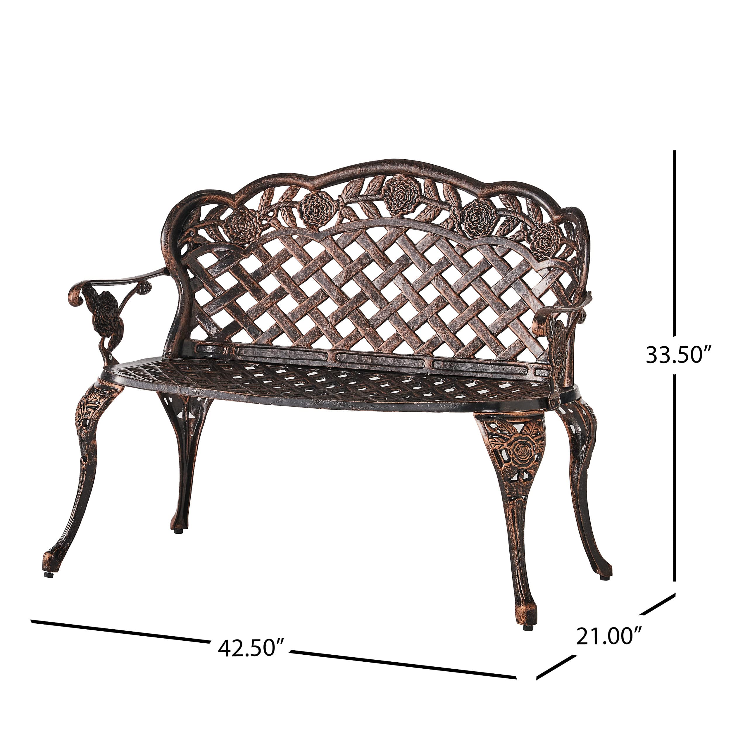 Lucia Outdoor Garden Bench - Weather-Resistant Wooden Patio Seating for Backyard, Porch, and Deck - Perfect for Relaxing and Entertaining Outdoors