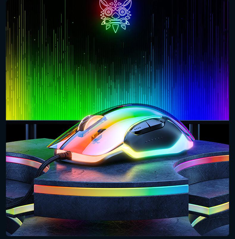 ONIKUMA CW925 RGB Backlit Wired Gaming Mouse - 12800 DPI Adjustable, Lightweight Ergonomic Design, Transparent Black Shell for PC, Laptop, PS4, PS5 Gaming | Perfect for FPS, MOBA & Esports