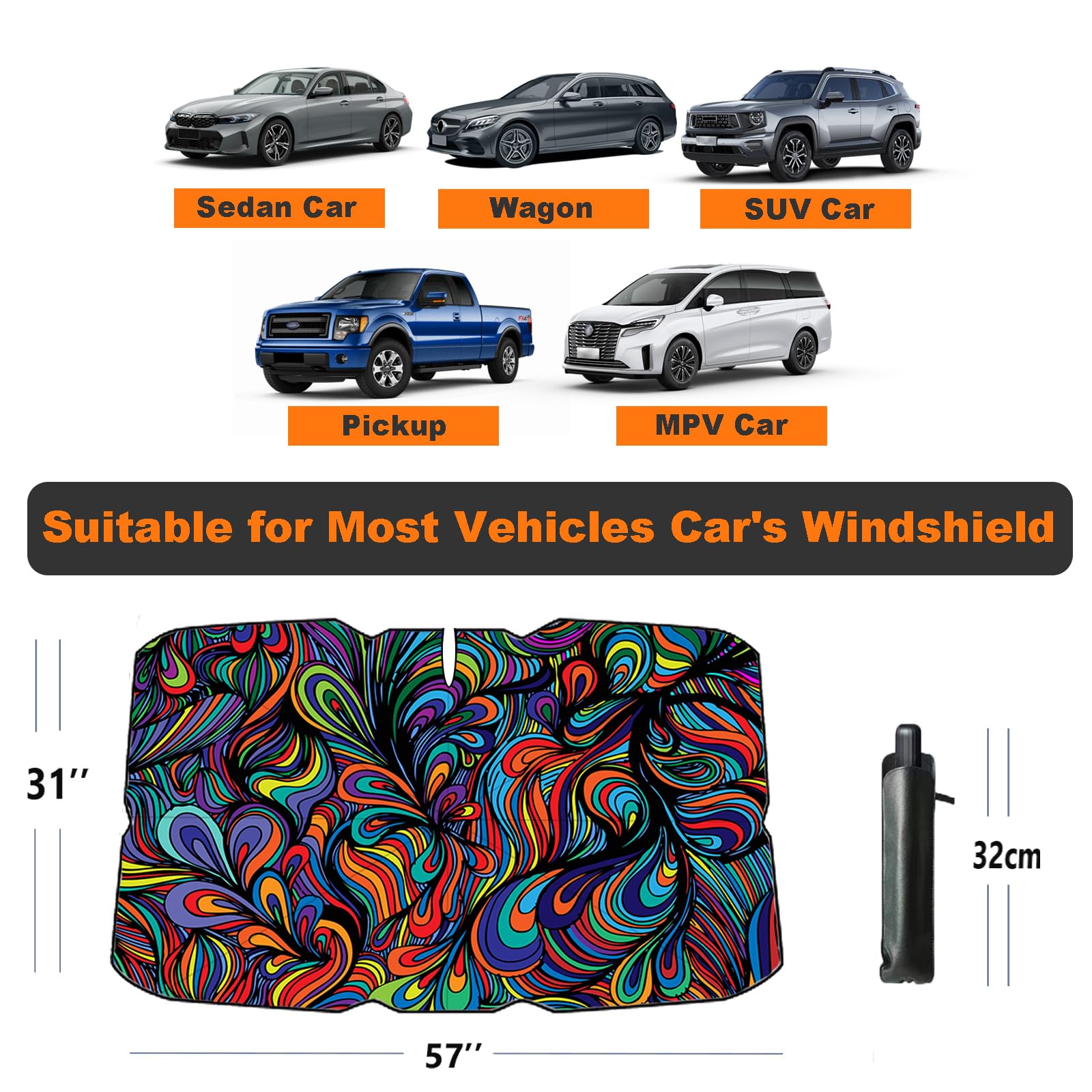 2024 Funny Car Windshield Sun Shade Umbrella - 57