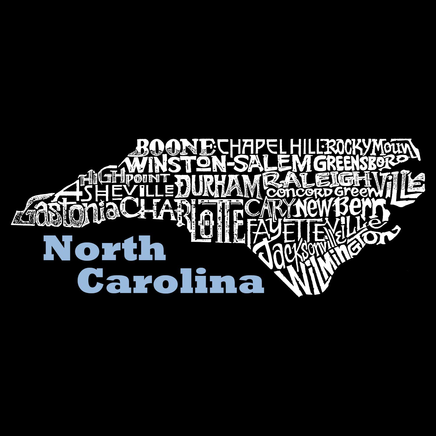LA POP ART Girls' Word Art Long Sleeve T-Shirt - North Carolina Graphic Tee for Women | Trendy Casual Outfit for School, Travel & Streetwear Fashion