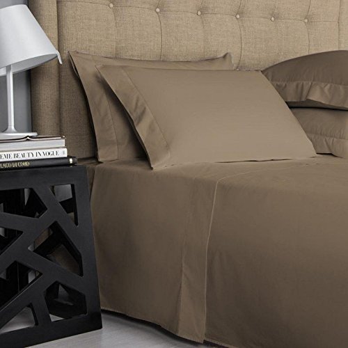 Premium 1800 Thread Count Egyptian Cotton Sheet Set - 6-Piece GRAND KING Size (80x98 Inches) with Deep Pockets (Fits 10-12 Inch Mattress) - Ultra Soft & Breathable Luxury Bedding in Taupe Solid Color - Perfect for Master Bedrooms, Guest Rooms & Hotels