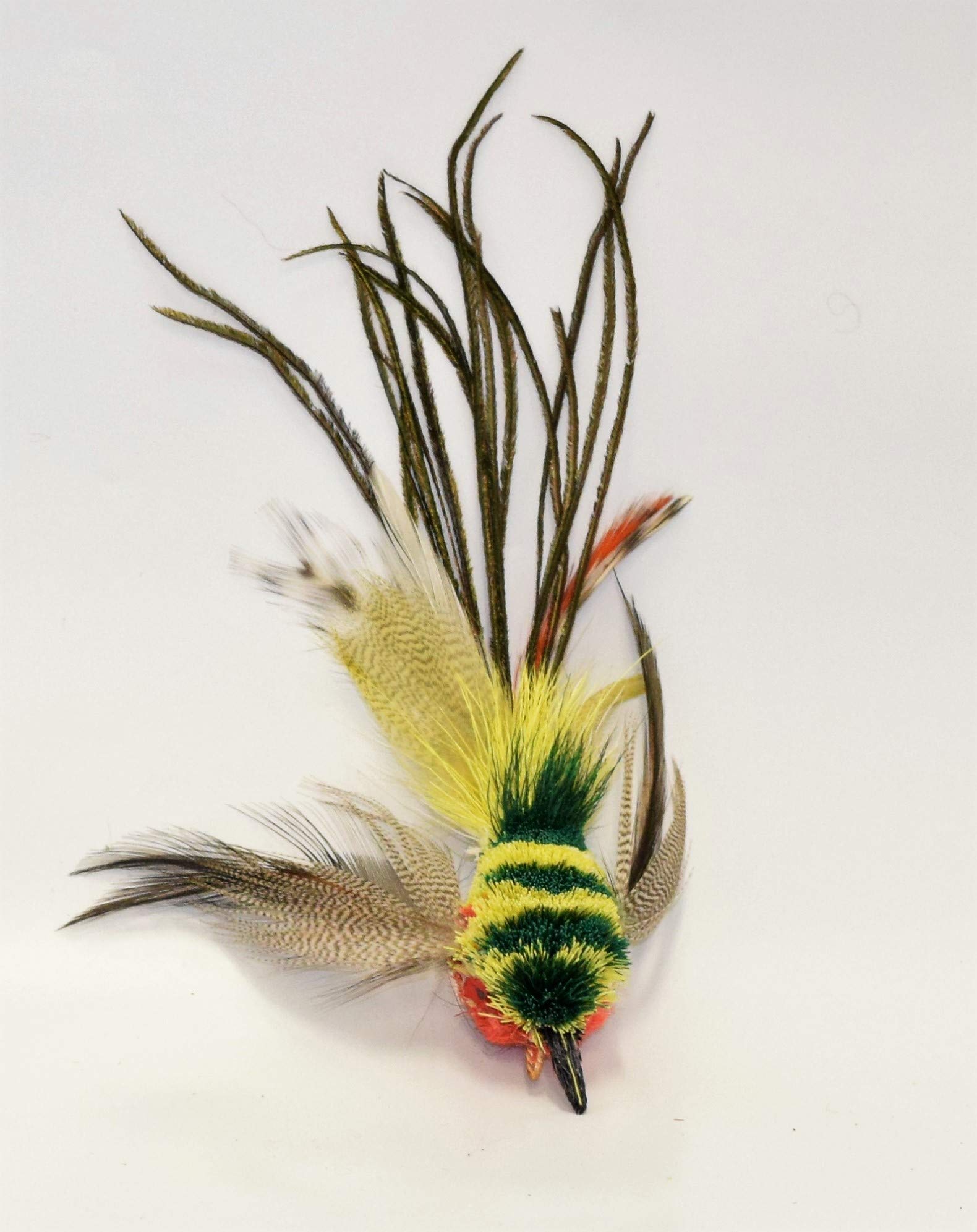 Colorful Yellow Striped Flyer Bird Toy Attachment - Compatible with Most Popular Wand Toys for Cats - Perfect for Interactive Play & Exercise