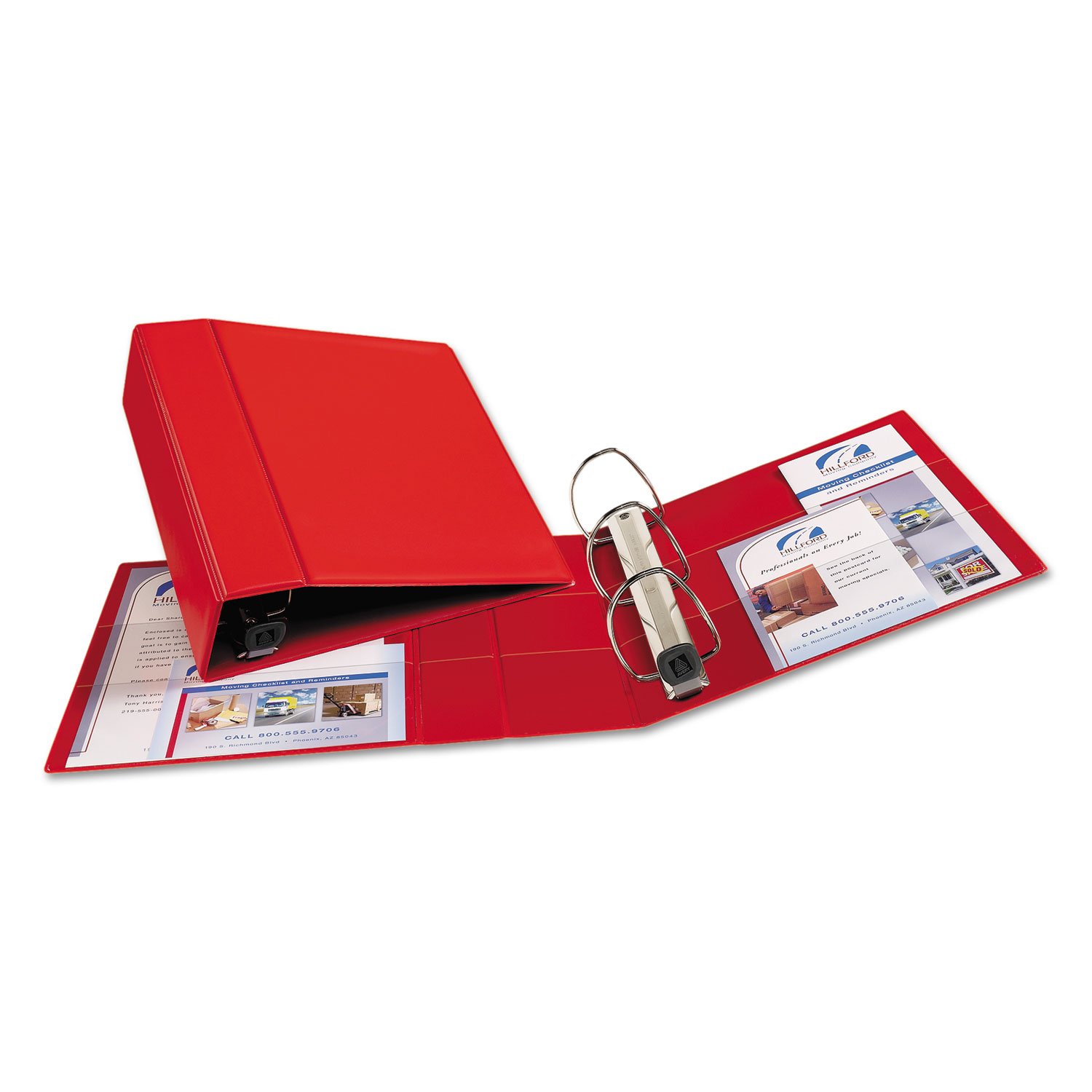 Avery Heavy-Duty 3 Ring Binder with One Touch EZD Rings - 4 Inch Capacity, 4.5 Inch Spine, Durable Red Binder (Model 79584) - Perfect for Office, School, and Document Organization