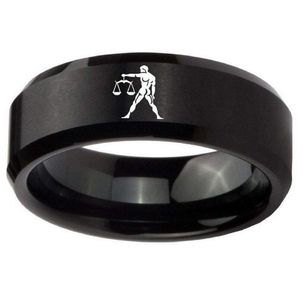FlyStarJewelry Black Titanium Steel Couple Rings - Zodiac Constellation Matching Bands for Men & Women - Perfect for Anniversary Gifts, Wedding Bands & Romantic Occasions