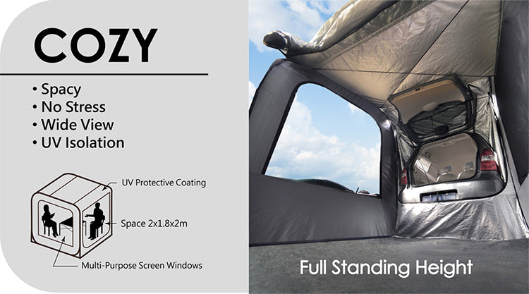 Car Pop Up Cabin Capsule Awning Tent for Camping - 2m x 1.8m x 2m Portable Shelter for Outdoor Adventures, Road Trips & Beach Getaways