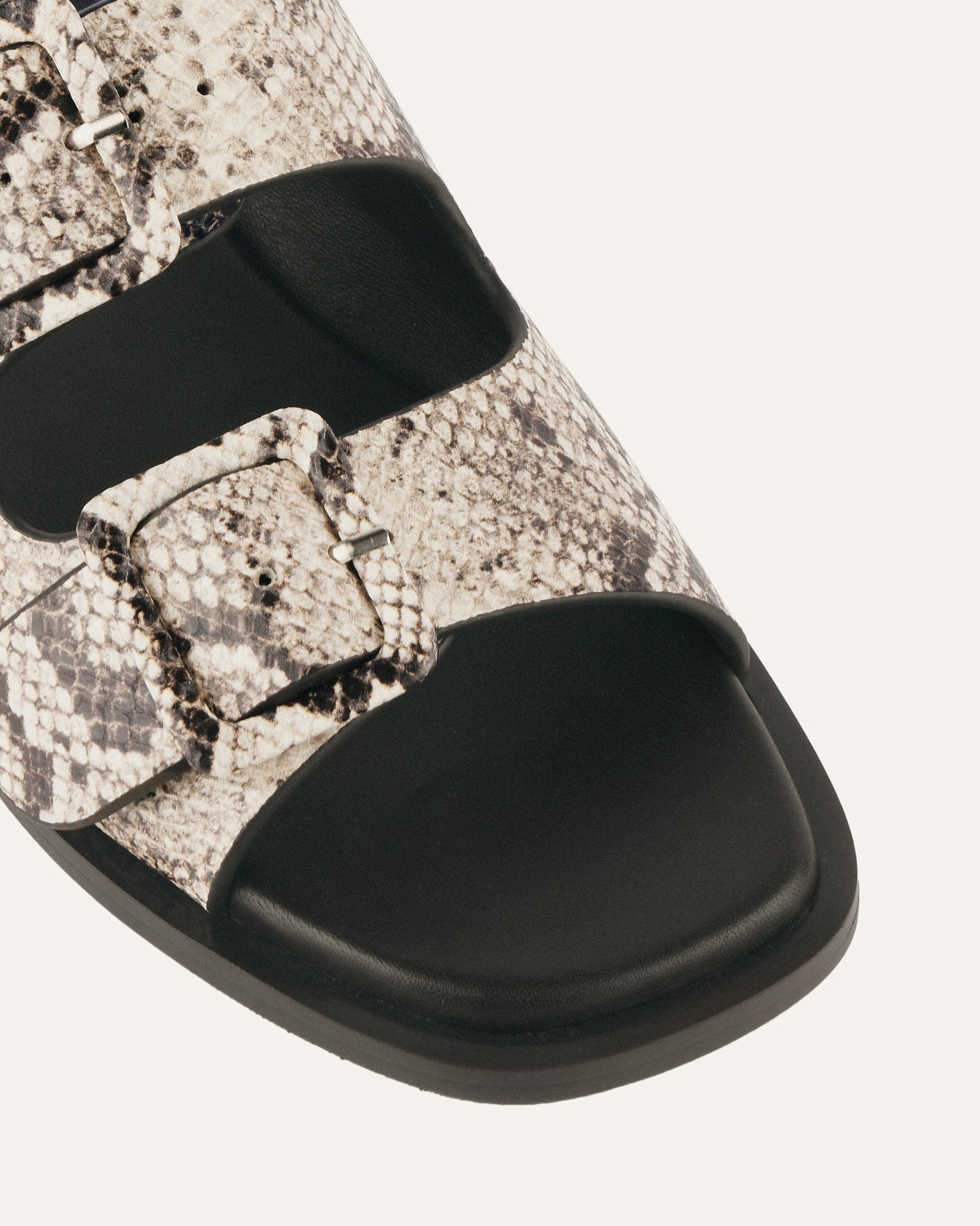 SEBASTIAN Women's Flat Slide Sandals - Natural Snake Print Leather - Comfortable Casual Shoes for Summer, Beach, and Outdoor Wear
