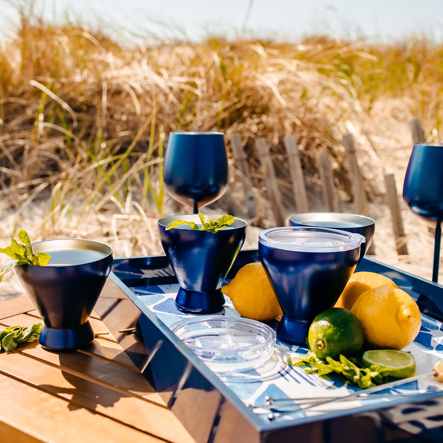 Premium Navy Insulated Cocktail Tumblers Set of 4 - 16oz Stainless Steel Drinking Glasses for Wine, Whiskey & Cocktails - Perfect for Parties, BBQs & Outdoor Entertaining