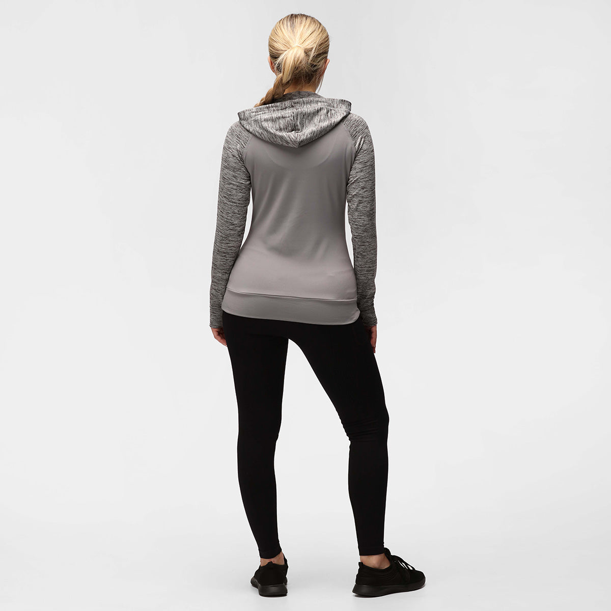 TKB Women's Grey Zip Up Hoodie Sweatshirt - Casual Warm Pullover for Outdoor Activities & Lounge Wear