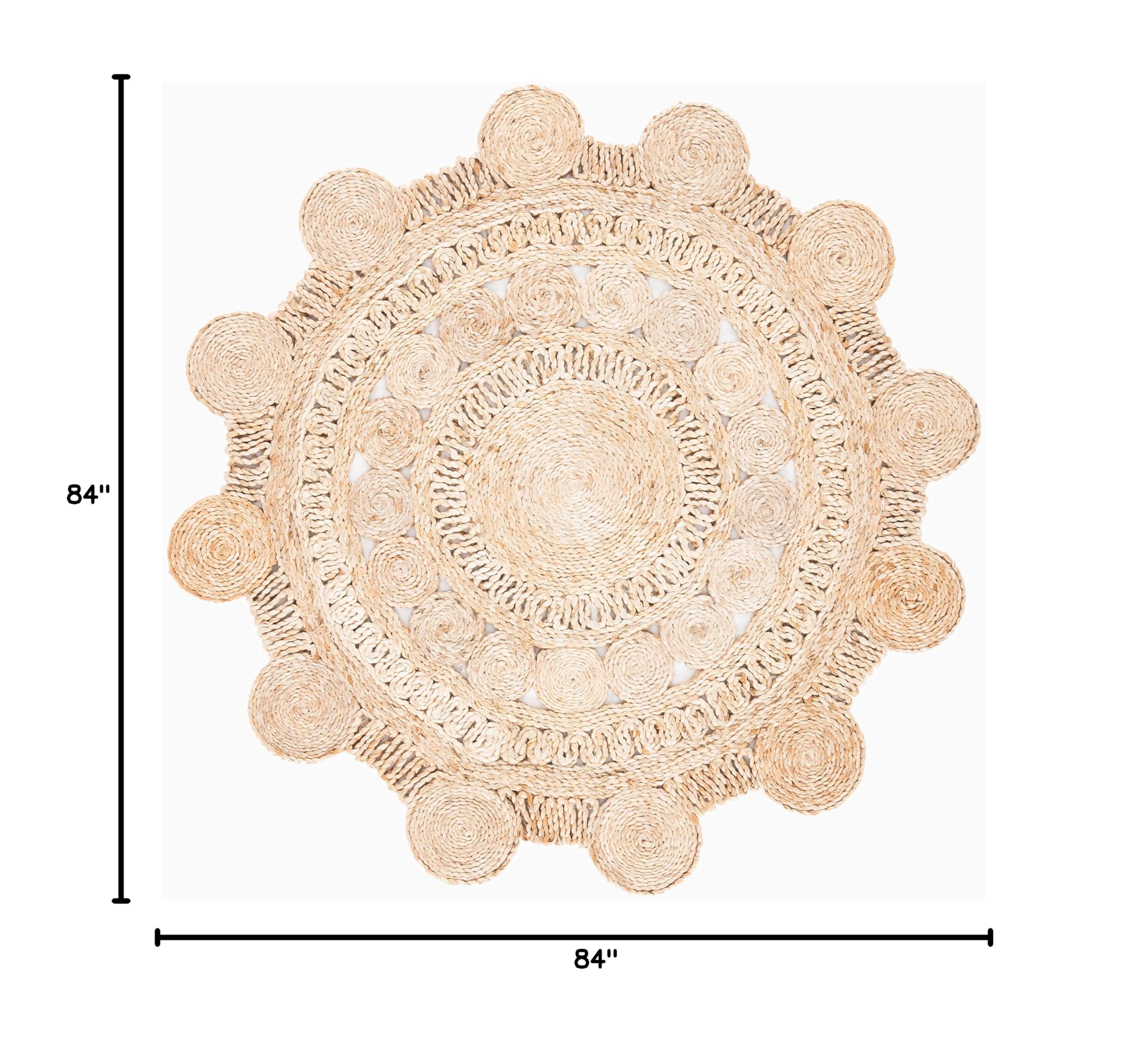 SAFAVIEH Handmade Natural Jute Area Rug 7' Round - Boho Farmhouse Style for Living Room, Bedroom & Dining Room | NF161A Round Collection