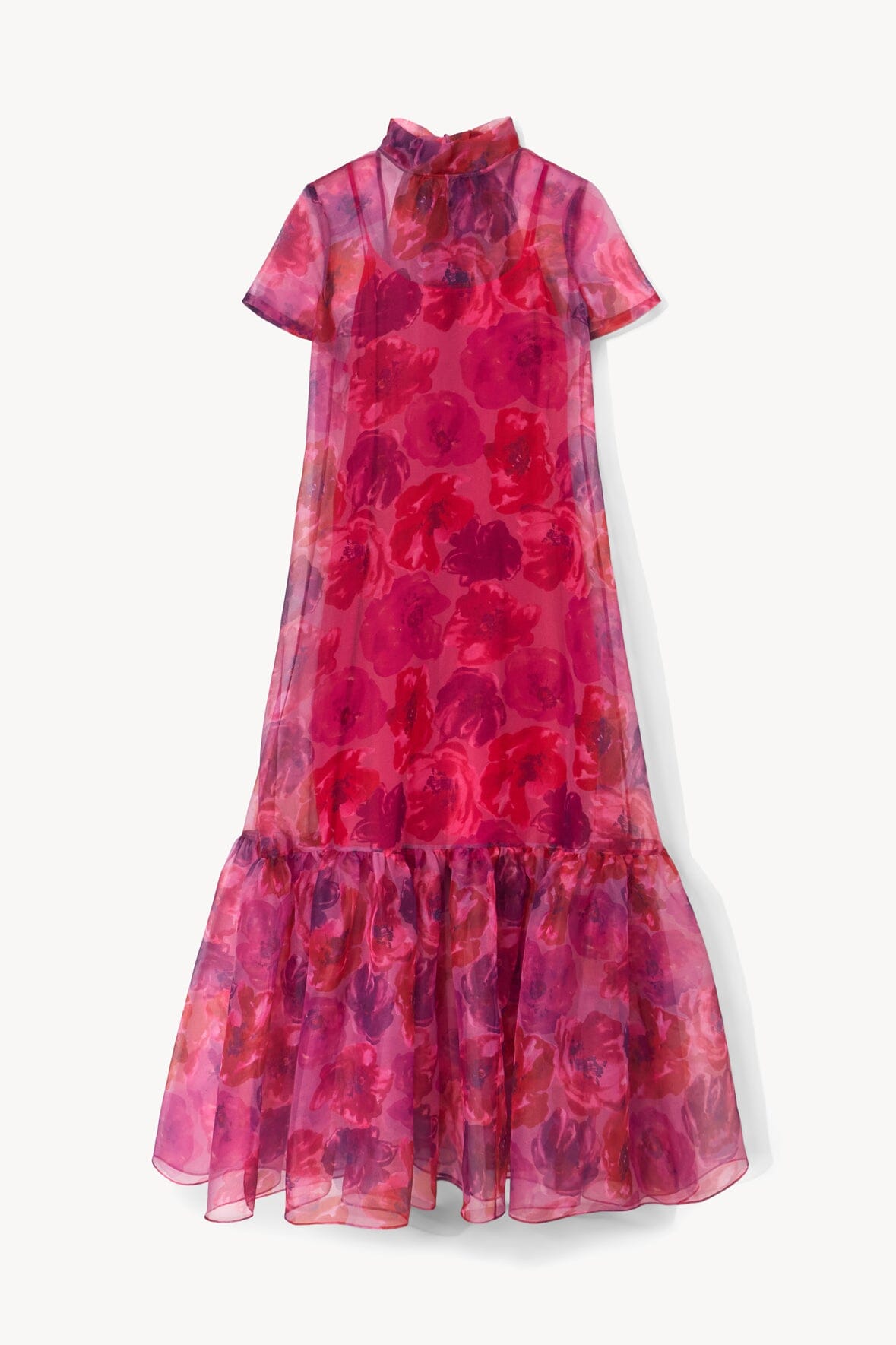 Calluna Dress - Magenta Painted Floral Print Maxi Dress for Women | Summer Beach Wedding, Vacation & Boho Chic Outfits