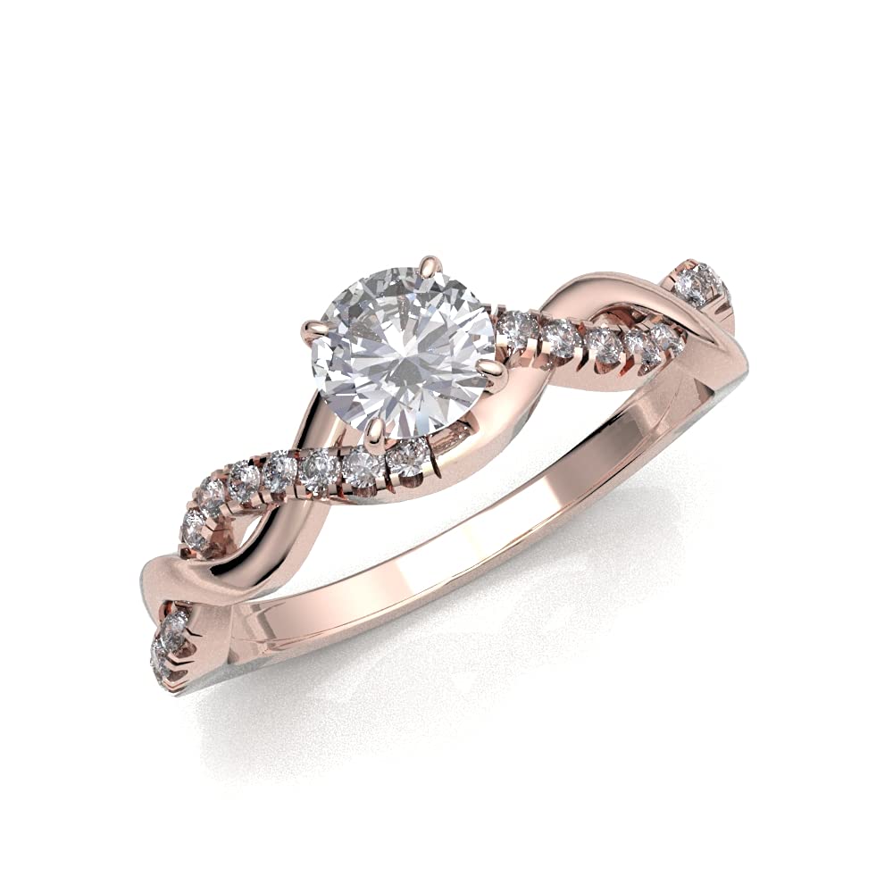 0.70 Carat Solitaire Diamond Engagement Ring 14K White Gold - 0.55ct Certified Center Diamond, Split Shank Setting, Infinity Wedding Band for Women (Color HI, Clarity I1/I2) - Perfect for Proposals, Anniversaries & Romantic Occasions