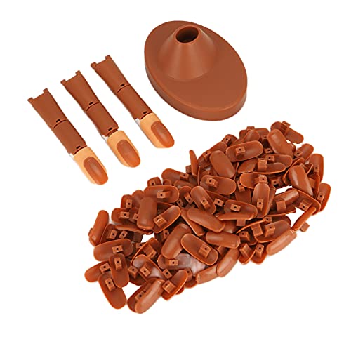 High Simulation Fake Nail Practice Finger - Flexible Bendable Joints for Nail Art Beginners & Salon Professionals | Realistic Nail Training Tool for Manicure Practice & Nail Extension Training (Brown)
