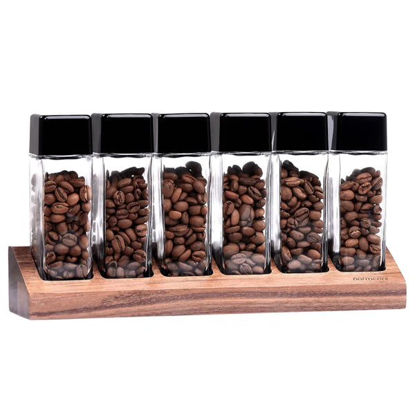 Normcore Bean Cellars Wooden Stand - Premium Coffee Bean Storage & Display Organizer for Kitchen Countertop | Perfect for Coffee Enthusiasts & Home Baristas