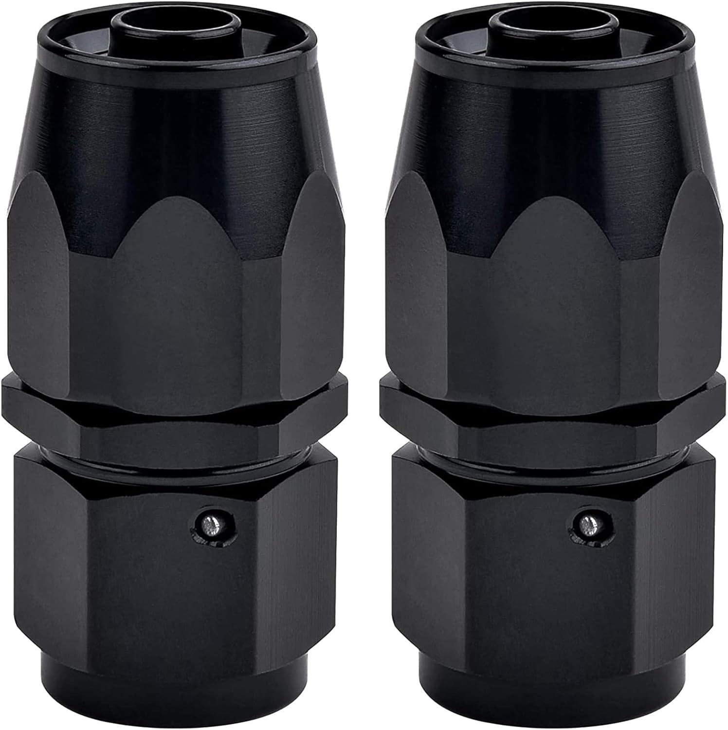 EVIL ENERGY AN Hose End Fitting - Straight Swivel Aluminum Black (4/6/8/10/12AN) - High Performance Fuel & Oil Line Connector for Racing, Automotive & Marine Applications