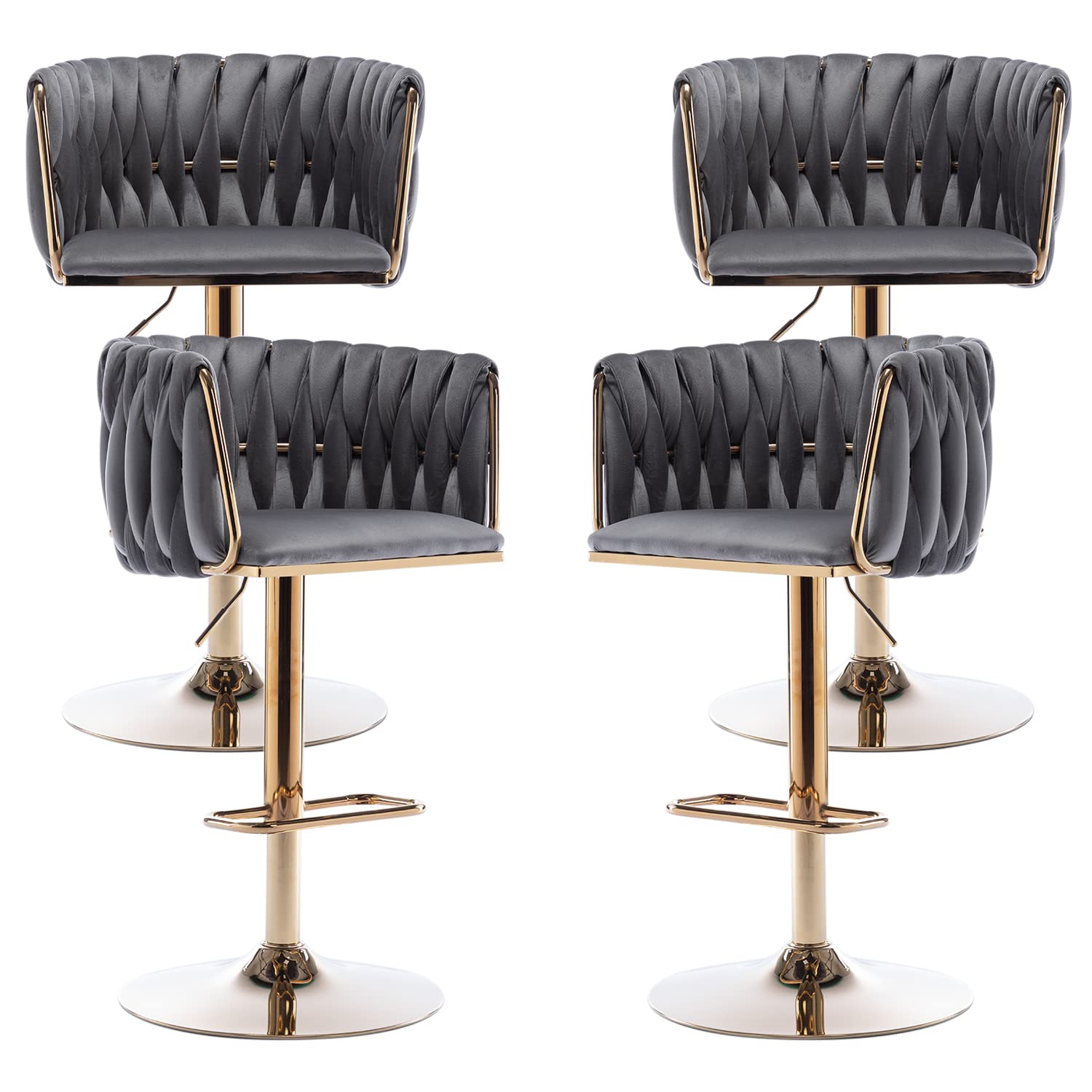 Velvet Swivel Bar Stools Set of 4 - 30