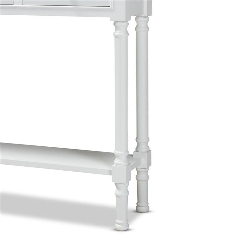 BOWERY HILL White Finished Wood 3-Drawer Entryway Console Table - Modern Hallway Storage Organizer for Keys, Mail & Home Decor | Perfect for Small Spaces & Apartment Living