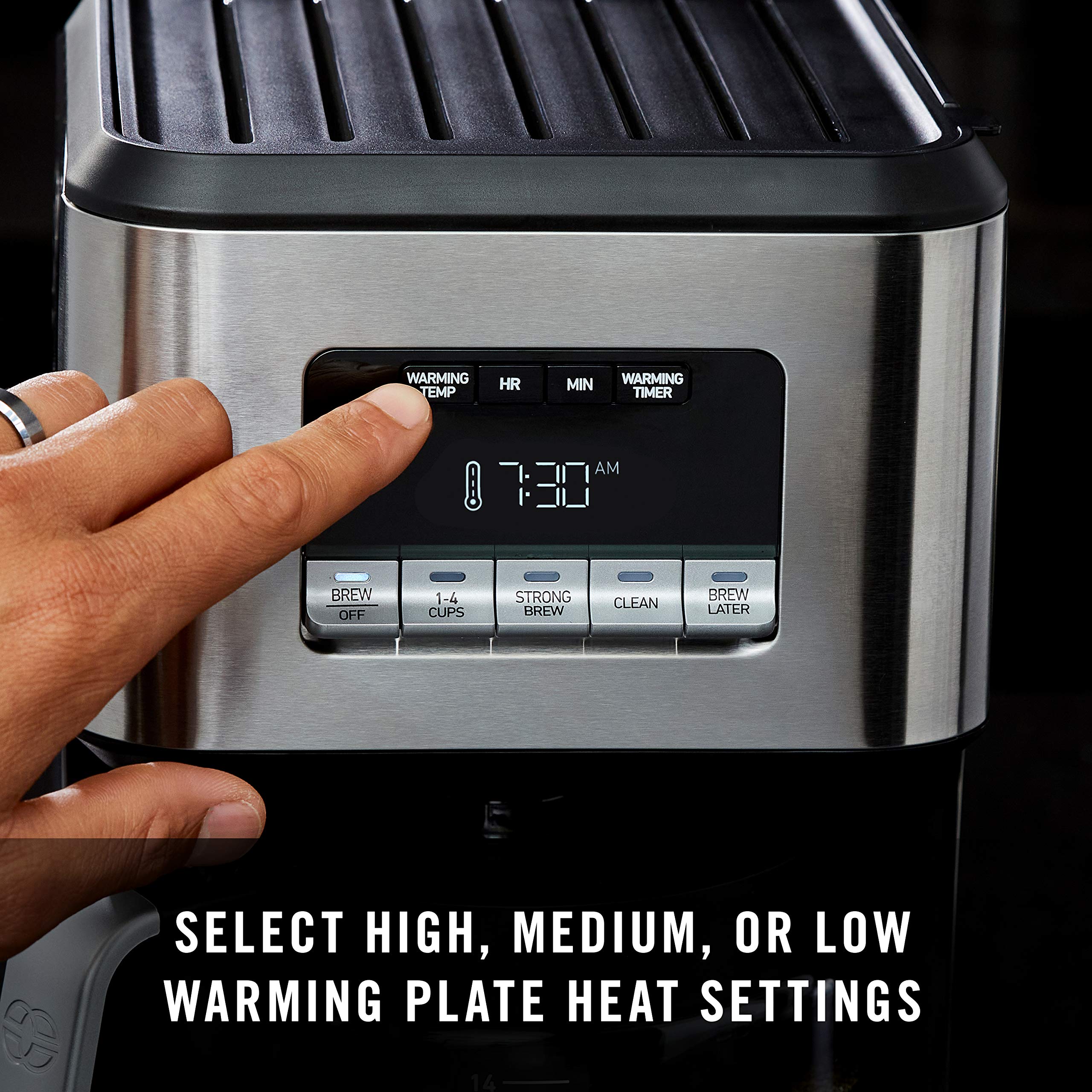 Calphalon Programmable Coffee Maker with Glass Carafe - 14 Cup Stainless Steel Drip Coffee Machine for Home & Office Brewing