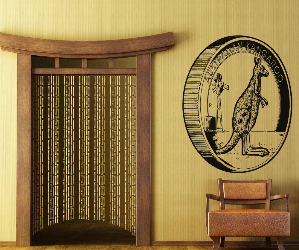 Kangaroo Coin Vinyl Wall Decal Sticker - Removable Home Decor for Kids Room, Nursery, Office (OS_AA469m) | Perfect for Animal Theme Parties & Classroom Decorations