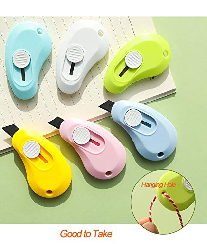 3-Pack Mini Retractable Utility Knife Set - Blue, Yellow, Cyan Craft Knives for DIY, Scrapbooking, Packaging | Portable Box Cutter, Letter Opener & Paper Trimmer | Perfect for Office, Home & Art Projects