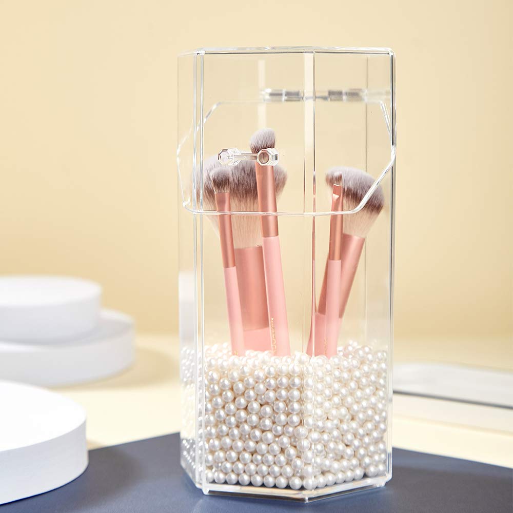 Clear Acrylic Makeup Brush Holder & Organizer - Dustproof Cosmetic Brush Storage Box for Professional Makeup Artists & Beauty Enthusiasts - Perfect for Vanity, Salon, and Travel Use