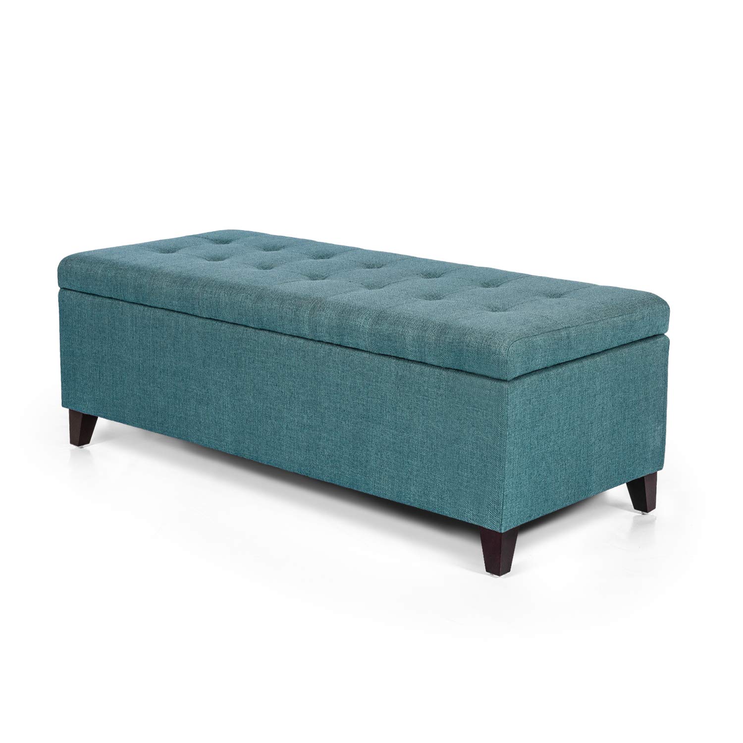 Joveco Dark Teal Storage Ottoman Bench - Rectangular Tufted Fabric Footstool with Toy Storage, Multi-Functional Chest for Living Room, Bedroom & Nursery Organization | Perfect for Small Space Decor, Extra Seating & Hidden Storage Solutions