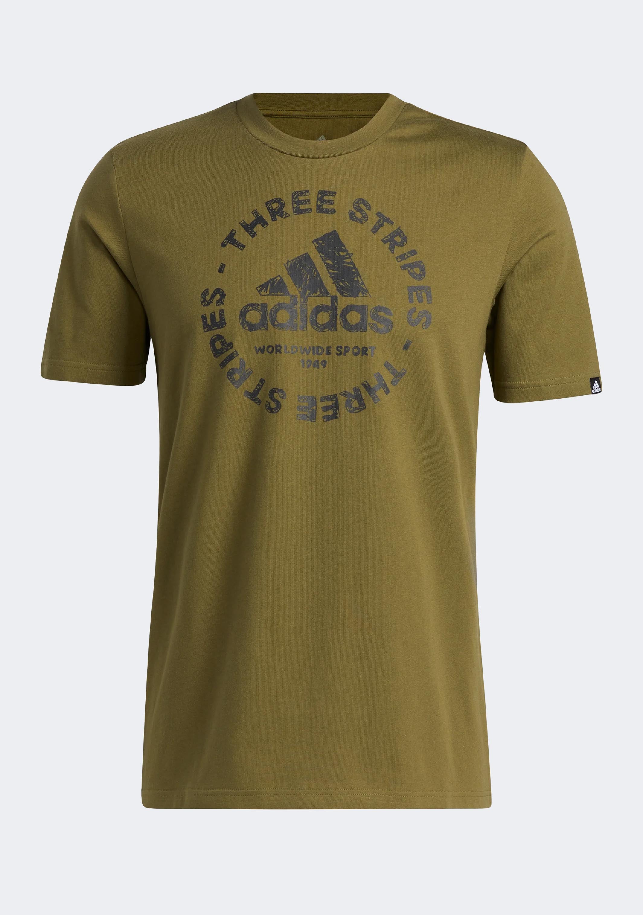 Adidas Men's Sketch Emblem Graphic T-Shirt - Casual Short Sleeve Cotton Tee for Streetwear, Gym & Everyday Wear