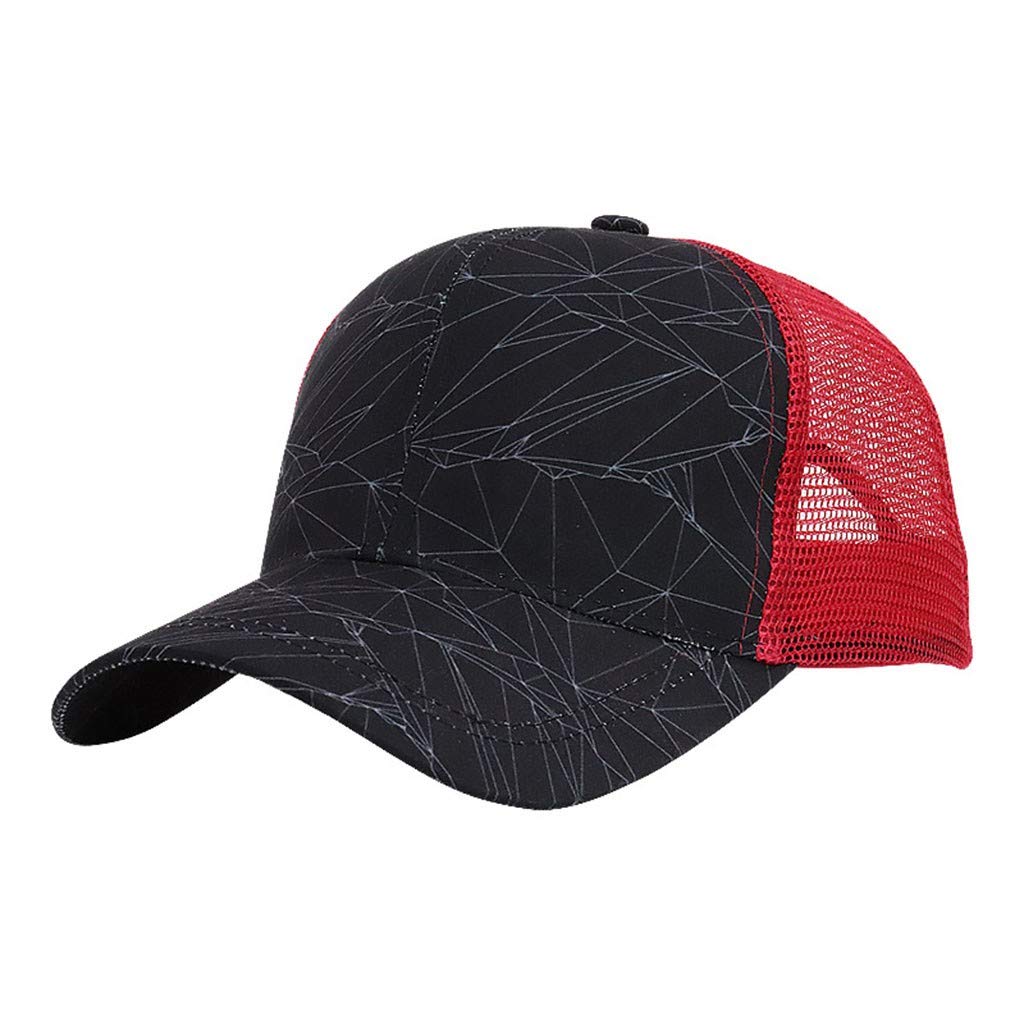 NPKGVIA Summer Unisex Baseball Cap - Adjustable Ponytail Hat with Breathable Mesh Back, Plain Print Trucker Visor for Women & Men | Perfect for Outdoor Sports, Beach, Running and Casual Wear