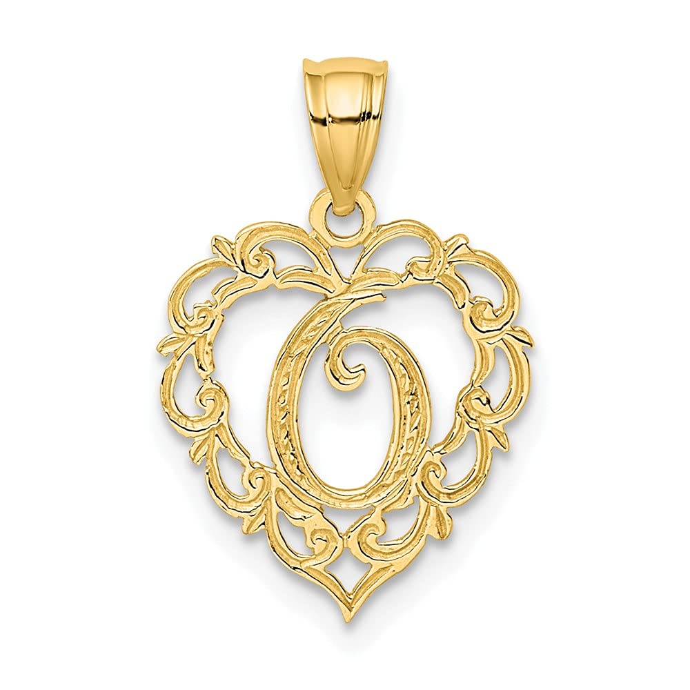14K Solid Yellow Gold Heart Love Dainty Letter O Initial Name Monogram Necklace Chain Pendant Charm - Perfect Gift for Valentine's Day, Anniversary & Birthday Jewelry for Her