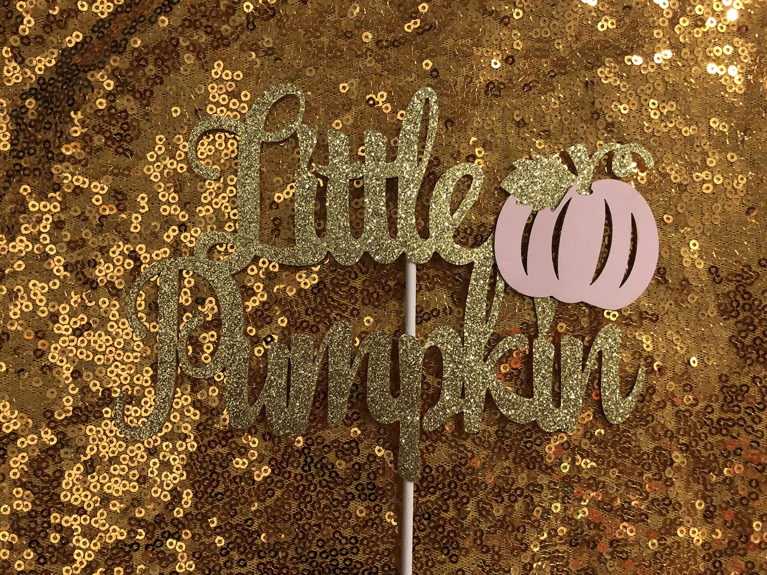 Gold & Pink Little Pumpkin Cake Topper - Baby Shower & 1st Birthday Decorations - Fall Themed Party Supplies for Girls - Perfect for Autumn Celebrations, Birthday Cakes, and Baby Showers