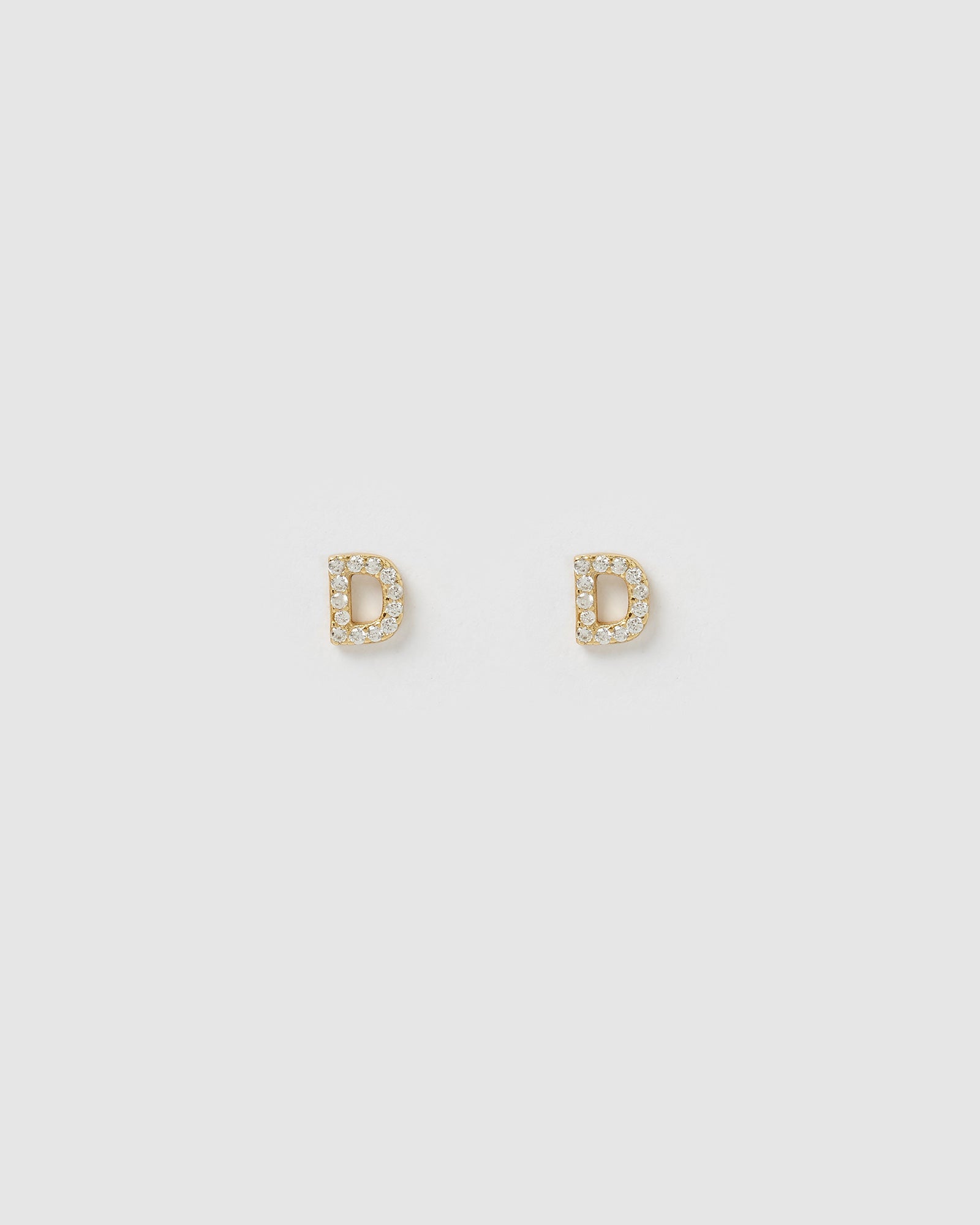 Izoa Gold Alphabet Mini Letter D Stud Earrings - Dainty Initial Jewelry for Women, Perfect for Everyday Wear, Gifts & Special Occasions