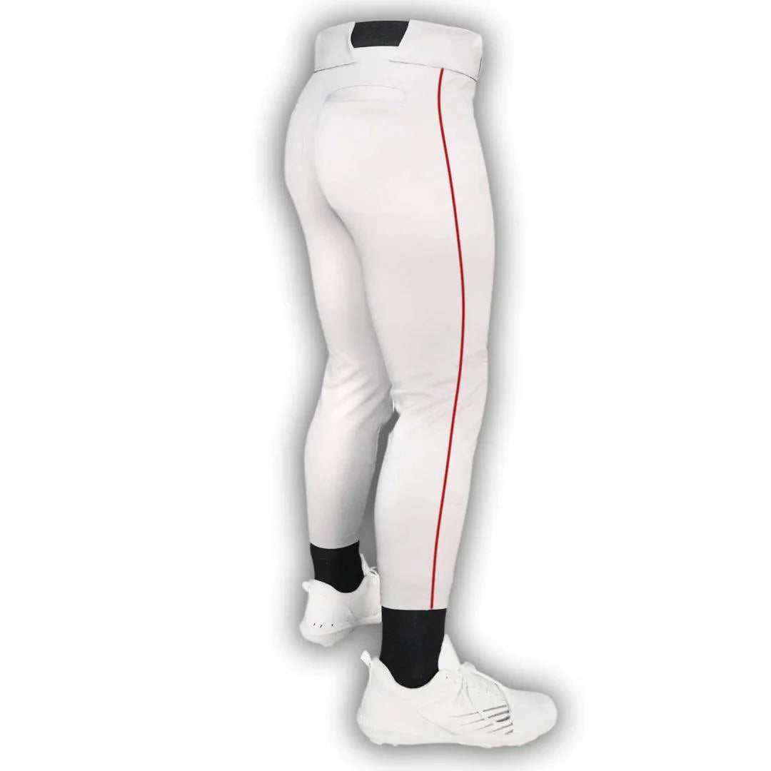 Original Dirty Mids Piped Collection Baseball Pants for Men - White Baseball Uniform Pants for Games, Practice & Training - Comfortable & Durable Baseball Apparel