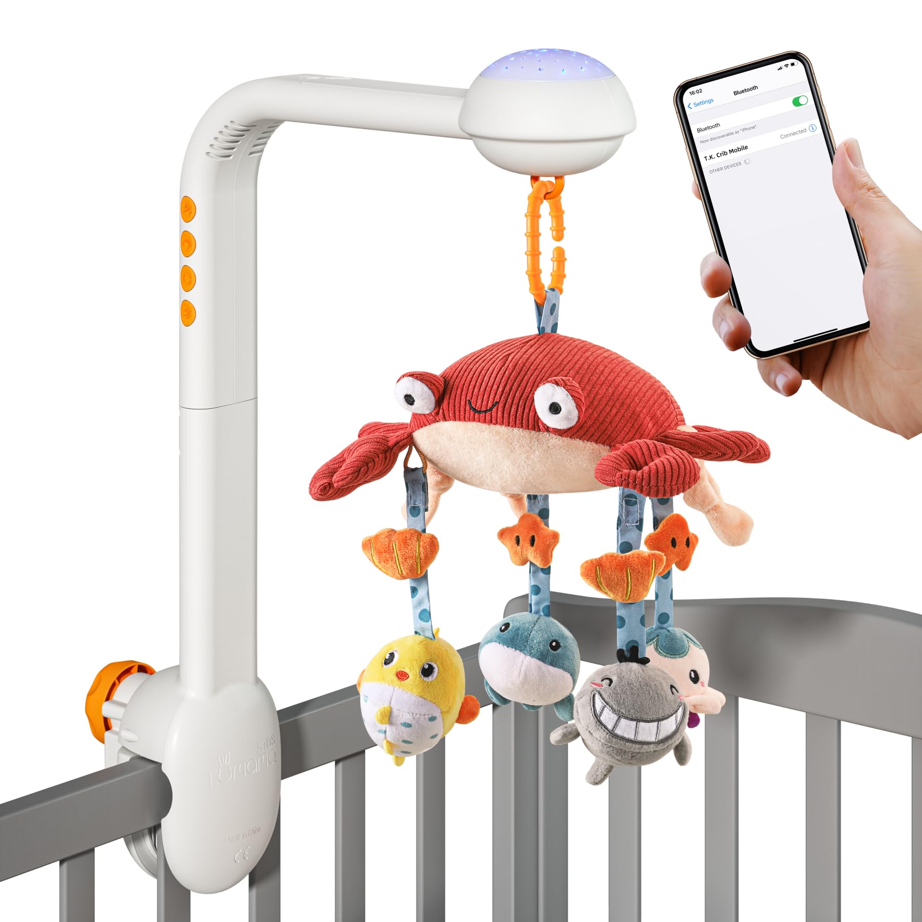 TUMAMA Baby Crib Mobile with Music, Lights & Soft Animals - Rotating Motorized Nursery Toy with Rattle for Newborns 0-3-6-9 Months - Perfect Baby Shower Gift & Sleep Aid for Infant Bedroom Decor