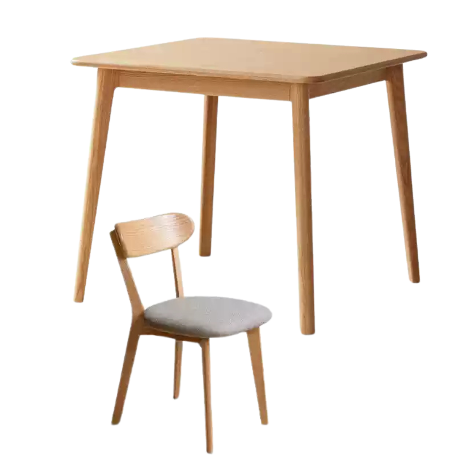 Solid Oak Wood Slanted Leg Square Dining Table - Modern Farmhouse Style for Kitchen, Dining Room & Small Spaces