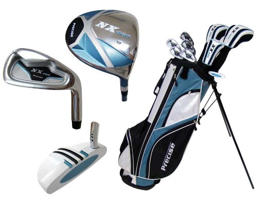 Precise NX460 Ladies Right Handed Golf Club Set - Complete Regular & Petite Women's Golf Clubs with 3 Hybrid Clubs, Lightweight Graphite Shafts & Stand Bag with Storage Pockets - Perfect for Beginners & Intermediate Female Golfers on the Course or Driving Range